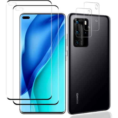 Verre Trempé Pour Huawei Mate 20 Pro Film Protection Bord Incurvé Plein Couverturesans Bulleantiscratchsensible Au Toucherultra Hd2 Pcs Verre Trempé+2 Pcs Caméra Arrière Protecteure