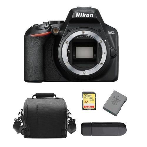 NIKON D3500 reflex 24.2 mpix Body Black + 32GB SD card + camera Bag + EN-EL14A Battery + Memory Card Reader