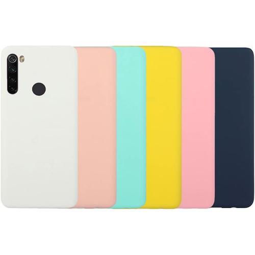 6x Coque Compatible Avec Xiaomi Redmi Note 8 Etui En Silicone Couleur Unie Tpu Souple Ultra Fine Housse Protection Anti Choc Bumper Cover Blanc Orange Vert Clair Jaune Rose Bleu