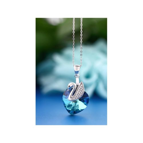 Craze Femmes Lac des Cygnes en argent sterling Pendentif Coeur Créé avec cristaux Swarovski bleu Craze Femmes Lac des Cygnes en argent sterling Pendentif Coeur Créé avec cristaux Swarovski bleu
