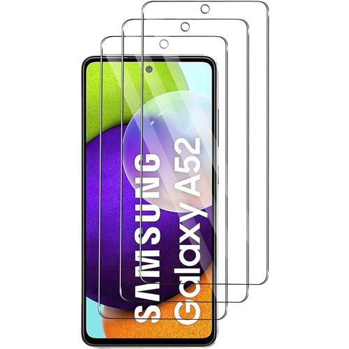Lot De 3 Verre Trempé Pour Samsung Galaxy A52 5g Couverture Complète Vitre Protecteur 9h Dureté Sans Bulles Anti Rayures Film Protection Écran Samsung Galaxy A52 5g