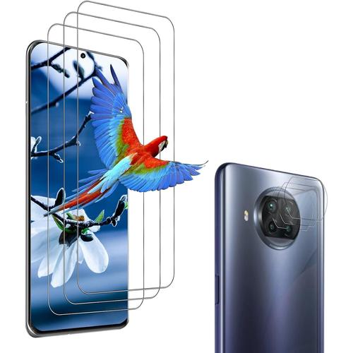 3+3 Pièces Protecteur D'écran Pour Xiaomi Mi 10t Lite 5g + Film De Protection D'appareil Photo, 2,5 D, Dureté 9h, Anti Empreintes Digitales, Verre Trempé Pour Mi 10t Lite 5g \U2013 Transparent