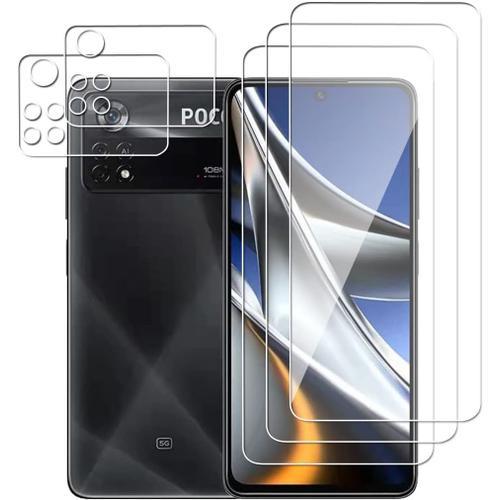 Verre Trempé 3+Caméra Arrière Protecteur 2 Pour Xiaomi Poco X4 Pro 5g Film Protection Ecran Verre Trempe Glass Screen Protector Tempered Ultra Resistant Vitre Ecran Protecteur Anti Rayure