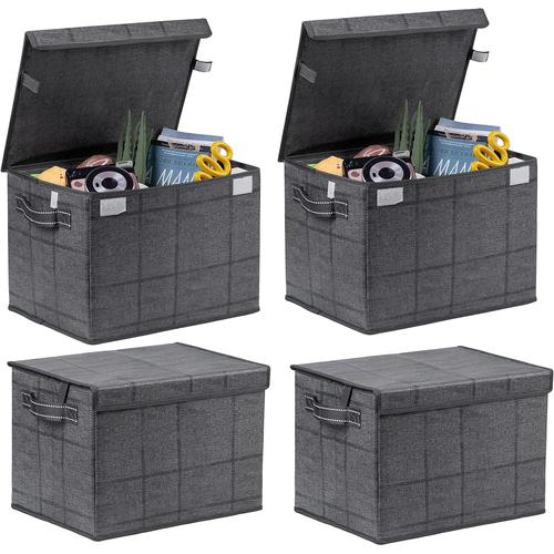 Blk/Win - Lot De 4 Blk/Win - Lot De 4 Veno 4 Ensemble De Boites De Rangement Pliantes Avec Couvercle, Boîte Décorative, Meuble Cube De Rangement,