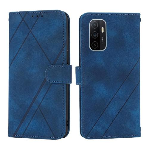 Filp Étui Pour Oppo A54 5g/A93s Anti Éraflure Bicelle Titulaire De La Carte De Crédit Protection Complète Bracelet En Cuir Pu - Bleu