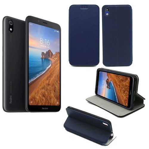 Housse Xiaomi Redmi 7a Bleue - Etui Bleu Coque Xiaomi Redmi 7a Protection Antichoc À Rabat Smartphone 2019 - Accessoires Pochette Case Xeptio