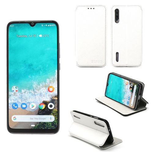 Housse Xiaomi Mi A3 (Mia3) Blanche - Etui Blanc Coque Xiaomi Mi A3 (Mia3) Protection Antichoc À Rabat Smartphone 2019 - Accessoires Pochette Case Xeptio