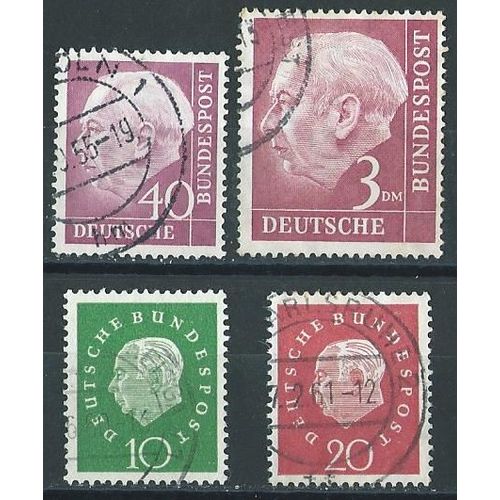 Théodor Heuss 1954 Lot 4 Timbres Allemagne République Fédérale N° 71, 72b, 174, 175.
