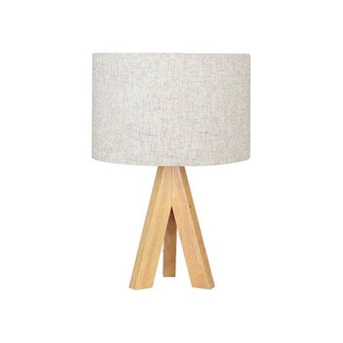 Lampe De Table E27 En Bois Et Tissu Edm
