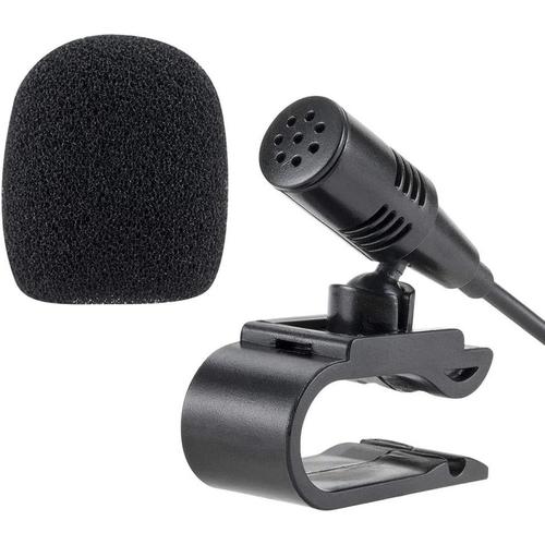 Noir Noir Microphone de voiture avec prise jack 2,5 mm - Micro de montage externe avec cable de 3 m pour autoradio Pioneer - Bluetooth -