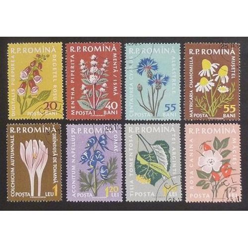 Roumanie Oblitéré Y Et T N° 1652 Et Plus Lot De 8 Timbres De 1959 Plantes Médicinales