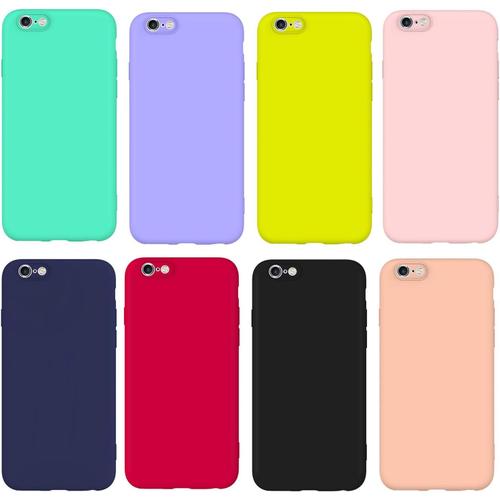 8 X Coque Pour Apple Iphone 6 / Iphone 6s, Étui Silicone Souple Coque Anti Rayures Case Cover Housse Protection - Bleu, Jaune, Rose, Vert, Rouge, Noir, Violet, Orange