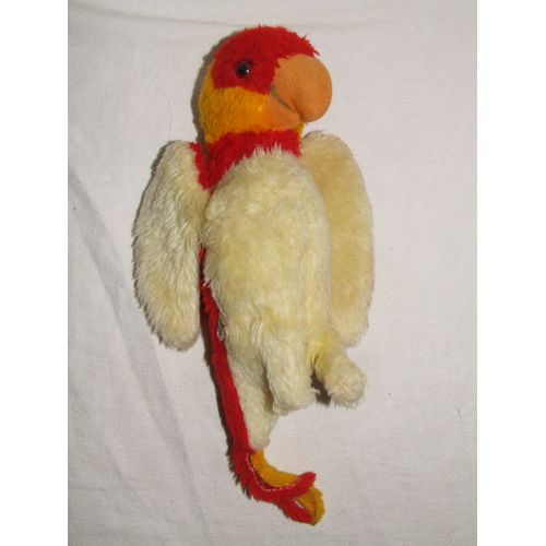Perroquet Ara Ancien Vintage Jaune Rouge Jouets Berger Doudou Peluche