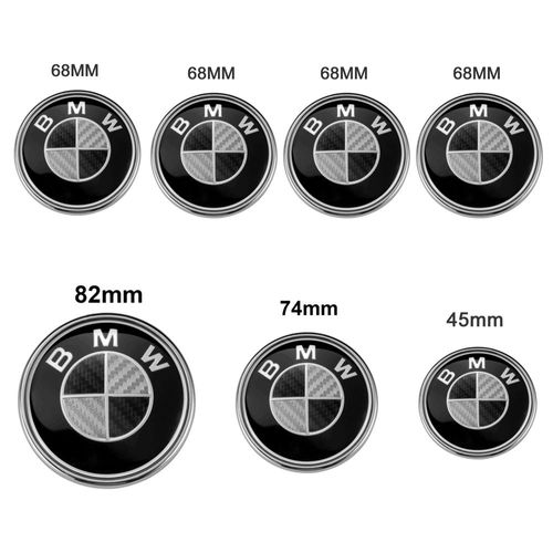 Lot De 7 Bmw Carbone Noir Logo Emblème Centre De Roue Enjoliveur De Roue