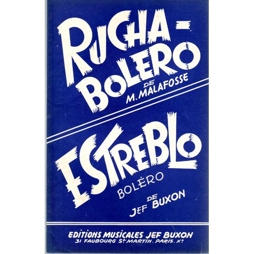 Partition Accordéon 2 Boléros "Rucha-Bolero" Et "Estrebo"