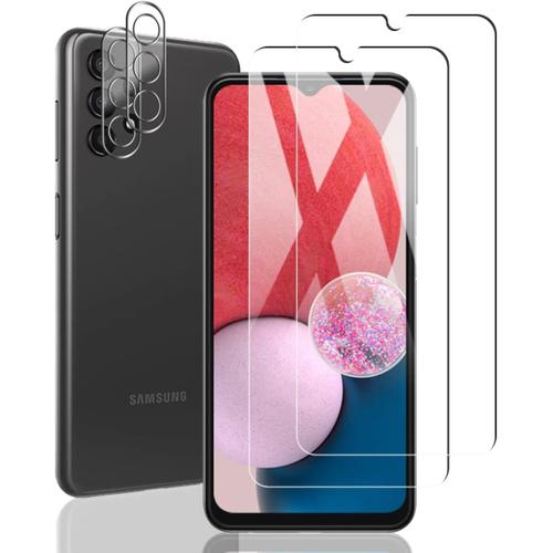 Verre Trempé Pour Samsung Galaxy A13 4g/5g+Caméra Arrière Protecteur 2+2 Pièces 9h Dureté/Sans Bulles/Anti Rayures Film Protection Écran Pour Samsung Galaxy A13 4g/5g