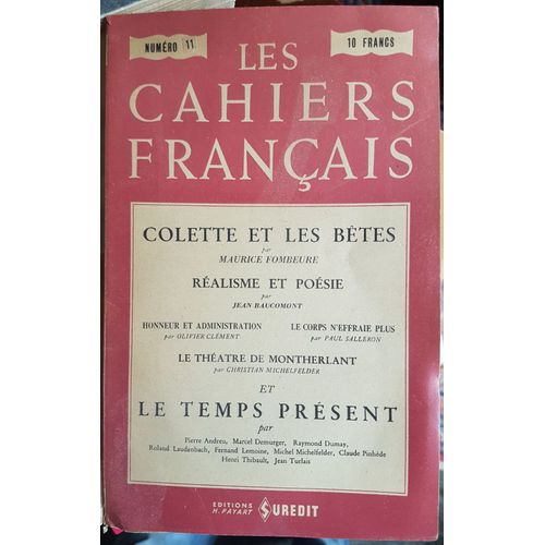 Colette Et Les Bêtes In La Revue "Les Cahiers Français"