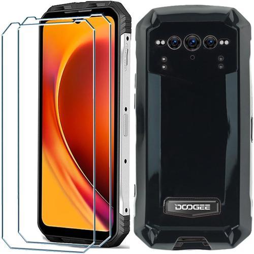 Coque Pour Doogee V Max 5g Cover + 2 X Film De Verre Trempé Protection Écran - Anti-Vibration Silicone Bumper Noir Gel Tpu Souple Housse Etui Protection Case 6.58""