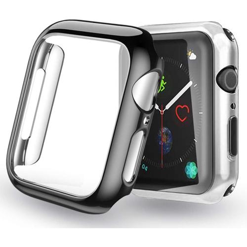2 Pack Apple Watch Series 4 Series 5 Cases 40mm Black + Silver, Protector Iwatch Case Full Protection Ultra Soft Tpu Case For New Apple Watch 4 5 40mm