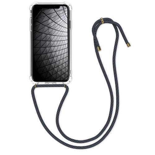 Kwmobile Coque Liseuse Compatible Avec Apple Iphone Xr - Étui De Protection À Rabat En Simili Cuir - Transparent-Anthracite-Noir