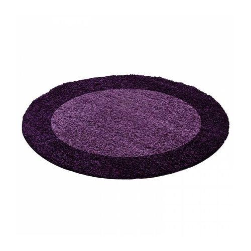 Tapis Ronde Shaggy Pile Longue Designe 2 Couleurs Differentes Couleurs Et Tailles Disponible - Violet-Violet Foncé - 200x200 Cm Ronde