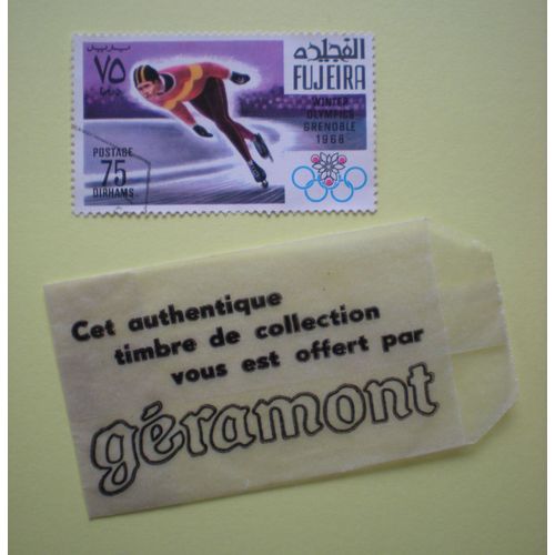 Timbre Oblitéré - Fujeira - Jeux Olympiques D'hiver De Grenoble - 1968 - Dans Sa Pochette Cristal Géramont