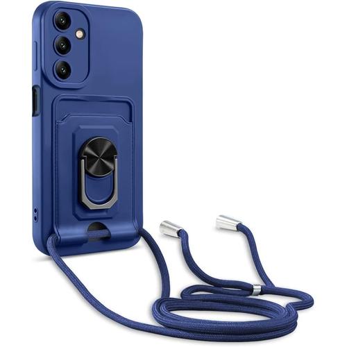 Coque Protection De La Caméra Étui Pour Samsung Galaxy A23 5g,Housse Porte Carte De Crédit Pour L`Arrière De Votre Téléphone¿Collier De Réglable,Avec Cordon Case Tpu Bumper.