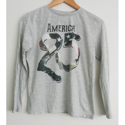 T Shirt Manches Longues Gris Chiné America 25. Kiabi. Coton. 12 Ans