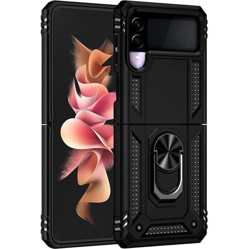 Coque Galaxy Z Flip 3 5g Coque Antichoc Armure Silicone Housse Par Le Souple Tpu Et Dur Pc Double Mixte Protection Anti Scratch Etui Case Pour Galaxy Z Flip 3 5g Noir