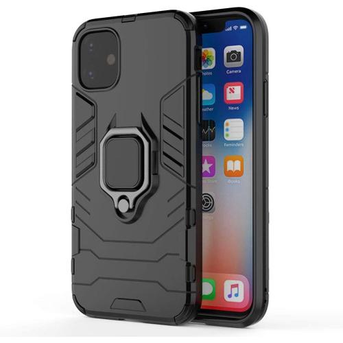 Bague Étui Pour Iphone 11 6,1 Pouces Coque Case Avec Support De L'anneau Case Avec Béquille, Bague Coque Pour Iphone 11 6,1 Pouces Coque Iron Man Fine, Noir