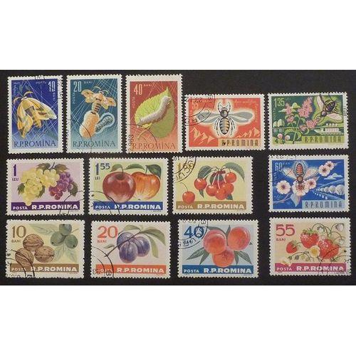 Roumanie Oblitéré Y Et T N° 1929 Et Plus Lot De 13 Timbres De 1963 Fruits Insectes