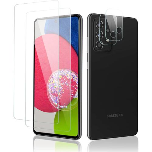 2+2 Pièces Verre Trempé & Protection Camera Compatible Avec Samsung Galaxy A52s 5g 9h Dureté Anti Rayure Sans Bulles Protection Écran Pour Samsung Galaxy A52 5g/Samsung Galaxy A52 4g