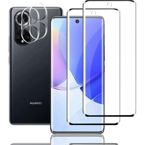 2+2 Pièces Verre Trempé Pour Huawei Nova 9, 2 Pièces Film Protection Ecran Avec 2 Pièces Caméra Arrière Protecteur, Ultra-Hd Film Protection Écran, 9h Dureté, Sans Bulles