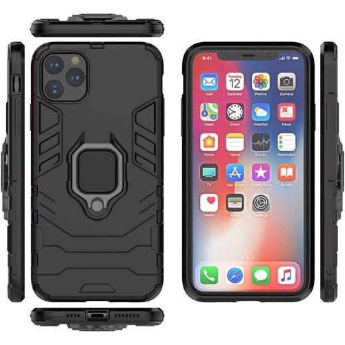 Bague Étui Pour Iphone 11 Pro Max 6,5 Pouces Coque Case Avec Support De L'anneau Case Avec Béquille, Bague Cover Pour Iphone 11 Pro Max 6,5 Pouces Coque Iron Man Fine, Noir