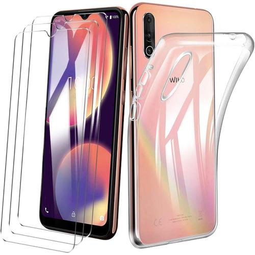 Coque Pour Wiko View 4 + 3 X Film Protection D'écran En Verre Trempé - Transparent Clear Tpu Doux Silicone Etui Bumper Gel Housse Pour Wiko View 4 6.52"" -Clear