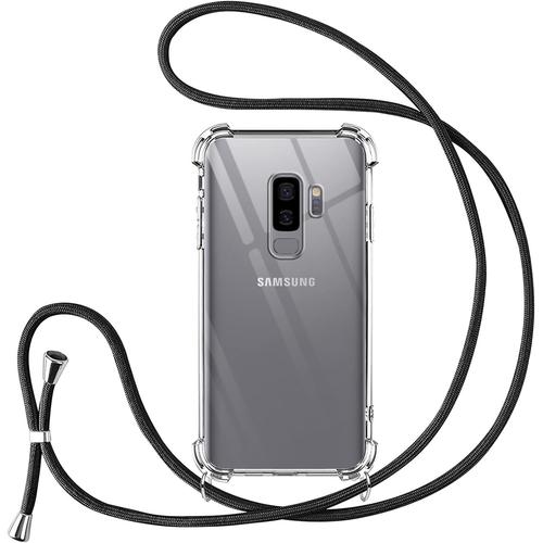 Coque Pour Samsung Galaxy S9 Avec Cordon De Collier,Silicone Transparent Tpu+Pc Bumper Protection Étui Lanyard Avec Sangle Réglable Chaîne Case Pour Samsung S9