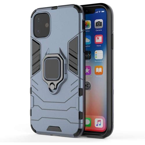 Bague Étui Pour Iphone 11 6,1 Pouces Coque Case Avec Support De L'anneau Case Avec Béquille, Bague Cover Pour Iphone 11 6,1 Pouces Coque Iron Man Fine, Marine