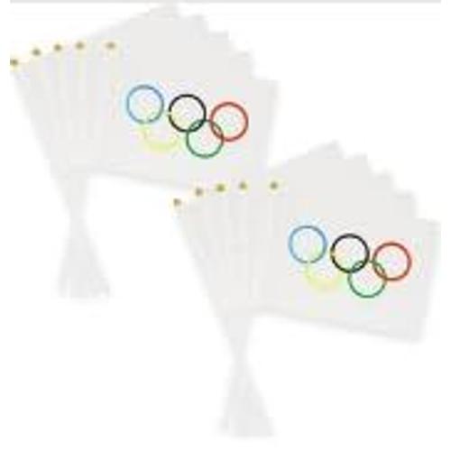 Lot de 50 drapeau à Olympiques,Drapeau de pôle miniature Olympiques,Drapeaux des Olympiques, 14 x 21 cm