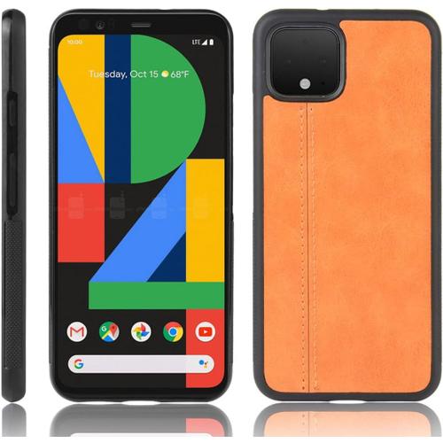 Coque Pour Google Pixel 4 5,7 Pouces , Ultra Fine, Légère, Rigide, En Cuir De Vache, Motif Pu, Coque Arrière, Marron