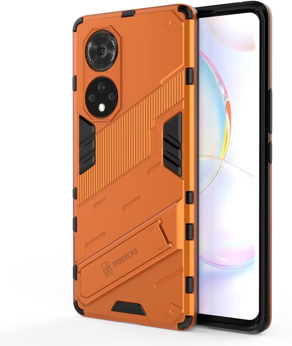 Coque Pour Honor 50 Pro, Double Couche Antichoc Bumper Cover Avec Support Robuste Coque De Protection Pour Huawei Honor 50 Pro 6.72"" - Orange