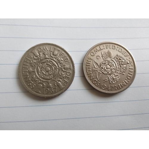 Lot De 2 Pièces De 2 Shillings 1947 & 1967