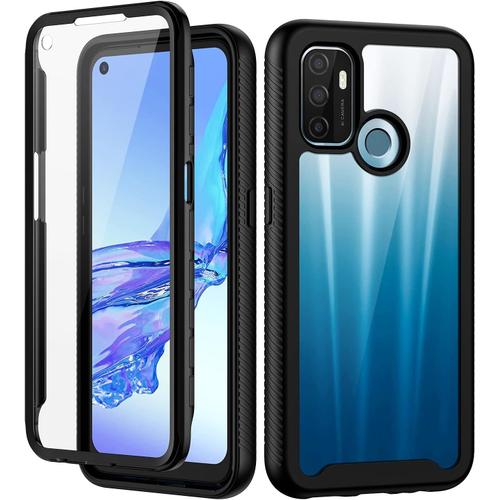 Coque Oppo A53s, Coque De Protection Robuste À 360 Degrés Oppo A53s / A53 Avec Protecteur D'écran Intégré, Noir