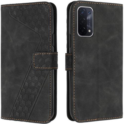 Coque Oppo A54 5g, Étui En Cuir Magnétique, Emplacements Pour Cartes Pliables Oppo A74 5g, Flip Tpu Bumper Silicone Book Case, Housse Antichoc Pour Oppo A93 5g Noir