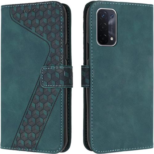 Coque Oppo A54 5g, Étui En Cuir Magnétique, Emplacements Pour Cartes Pliables Oppo A74 5g, Flip Tpu Bumper Silicone Book Case, Housse Antichoc Pour Oppo A93 5g Vert