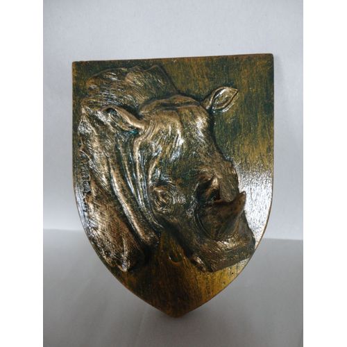 Blason Rhinoceros Patine Bronze