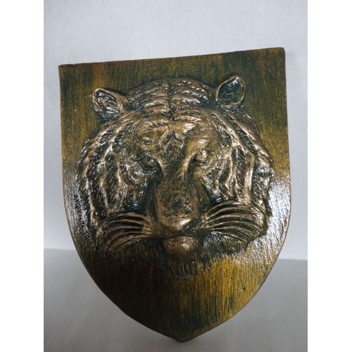 Blason Tête De Tigre Patine Bronze