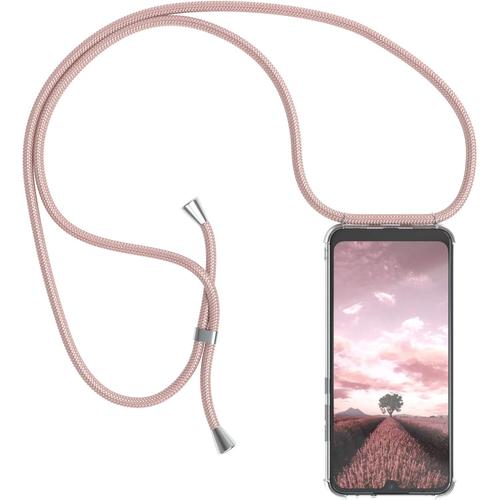 Case Chaîne De Téléphone Portable Compatible Avec Xiaomi Mi A3, Avec Tour De Cou, Cordon De Téléphone Portable Avec Étui De Protection, Coque En Silicone, Étui Avec Dragonne, Chaîne Élégante Pour Smartphone, Or Rose