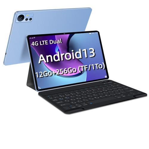Tablette Tactile WUXIAN S39 (WIFI+ 4G LTE) 10,36" Android 13 Tablette Enfants 12 Go + 256 Go (TF/1To) , Dual SIM Carte , Caméras 5MP+13MP, 1920 * 1200 FHD, Wi-FI, 7000mAh, Bleu (Bookcover Clavier)