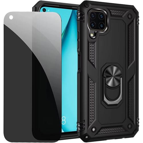 Compatible Avec Huawei P40 Lite 4g Coque De Téléphone Portable Noire Avec Film De Protection De La Vie Privée Anti-Regard
