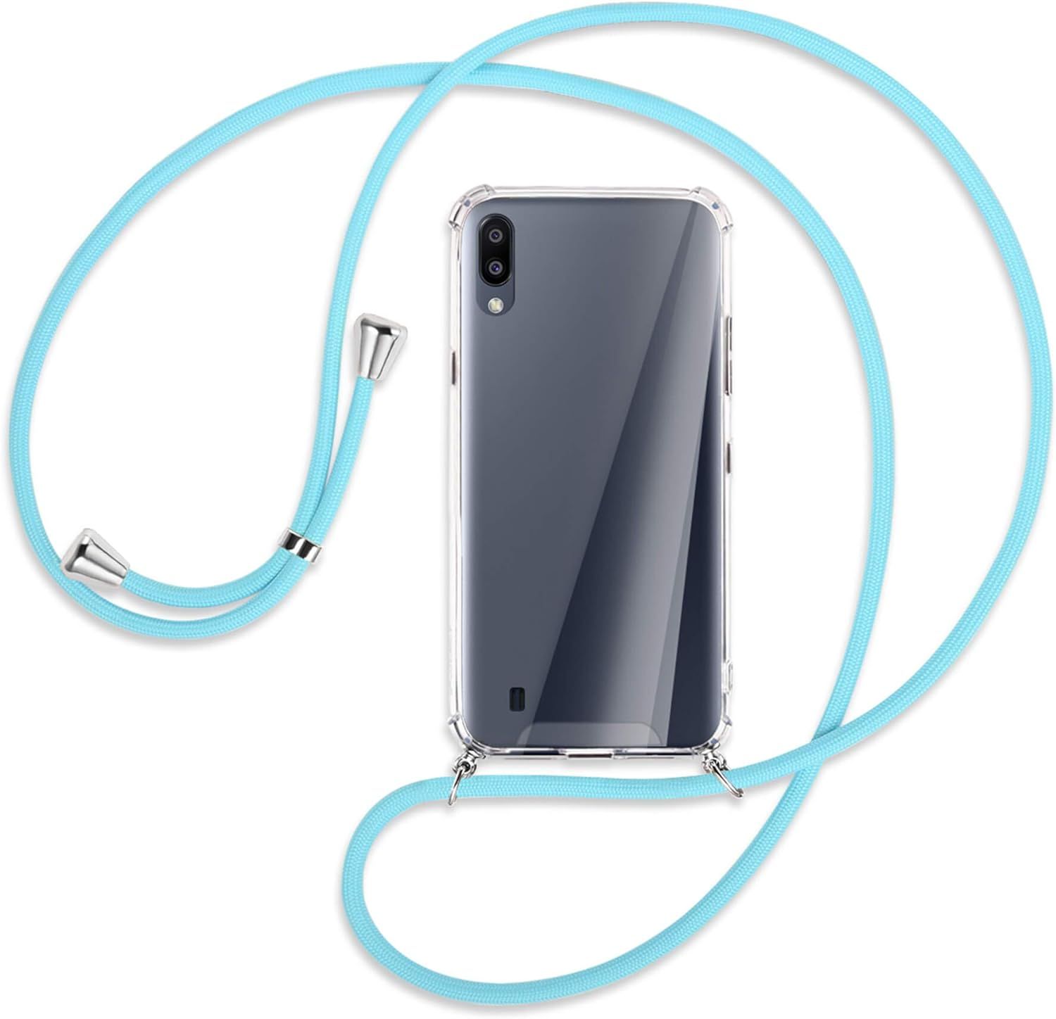 Chaîne De Téléphone Portable Compatible Avec Samsung Galaxy M10, Galaxy A10 6,22'' - Bleu Ciel - Étui Pour Smartphone À Accrocher Autour Du Cou - Coque En Tpu Résistante Aux Chocs